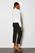 Women's White Leather Blazer With Silver Buttons - Image 3