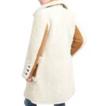 Double Breasted White Shearling Coat for Women - Image 2