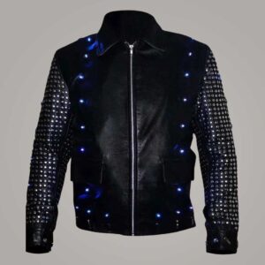 WWE Chris Jericho Light Up Y2J Leather Jacket Black Cowhide Wrestling Costume