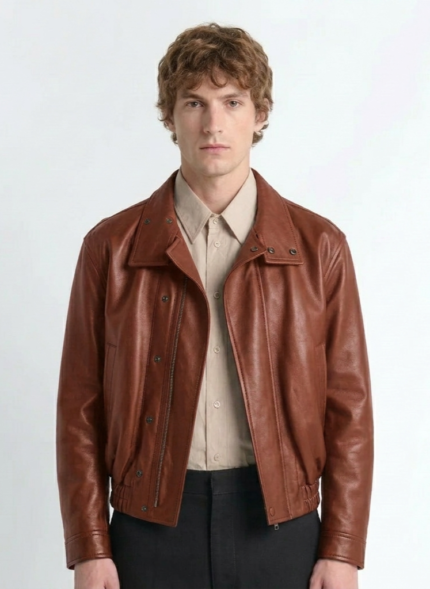 Chocolate Soft Leather Blouson Jacket