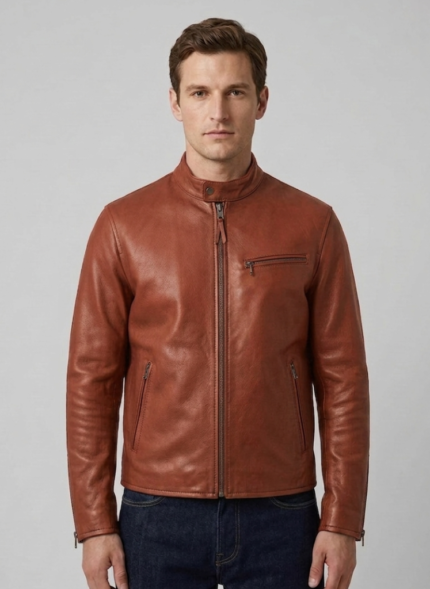 100% Leather Cafe Racer Jacket