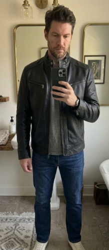Gunnar Oxblood Biker Leather Jacket photo review