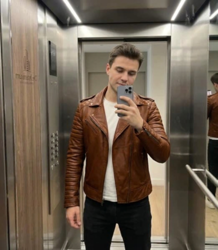 Black Lambskin Biker Leather Jacket photo review