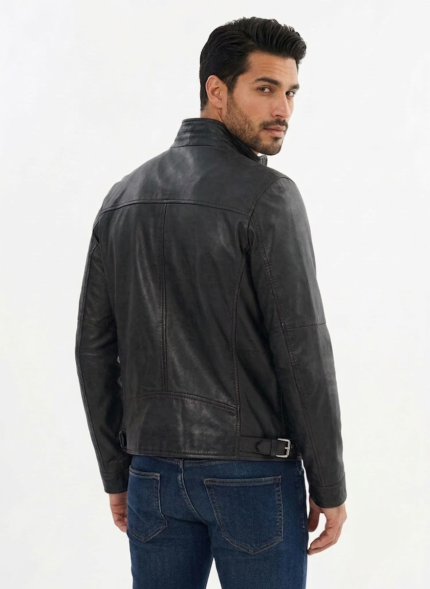 Gunnar Oxblood Biker Leather Jacket
