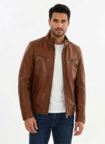 Gunnar Oxblood Biker Leather Jacket