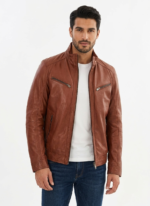 Gunnar Oxblood Biker Leather Jacket