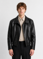 Chocolate Soft Leather Blouson Jacket