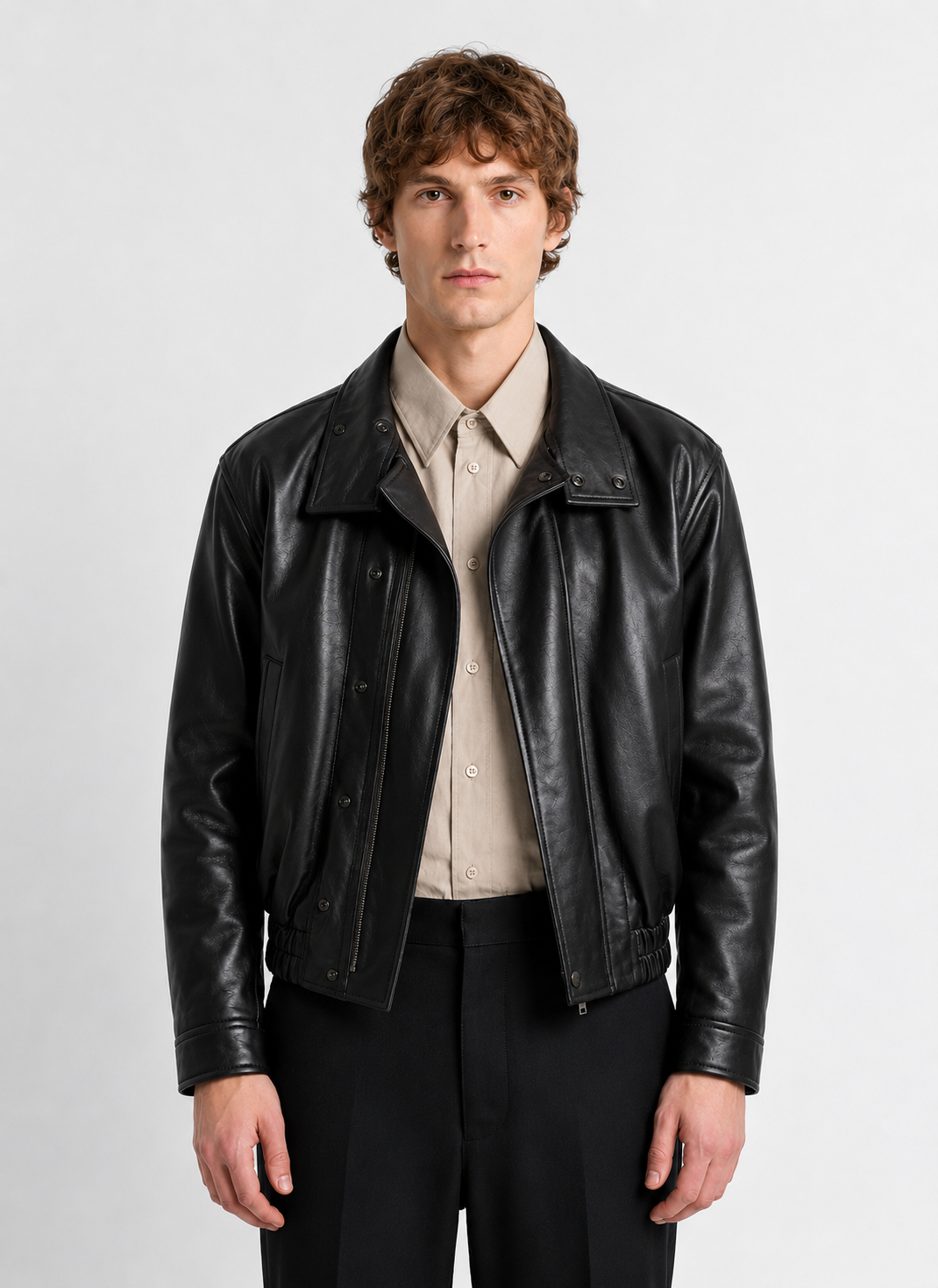 black - 1 Chocolate Soft Leather Blouson Jacket - Image 1