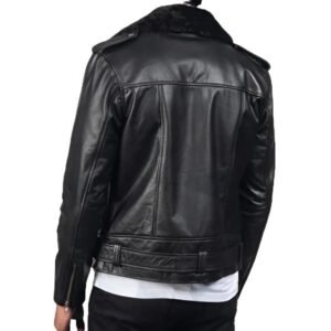Classic Black Leather Biker Jacket photo review