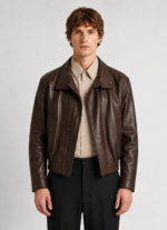 Chocolate Soft Leather Blouson Jacket - Image 5