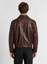 Chocolate Soft Leather Blouson Jacket - Image 6
