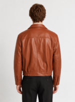 Chocolate Soft Leather Blouson Jacket - Image 4